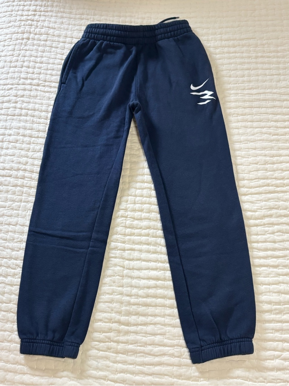 Kids Nike Navy Blue Sweatpants with White 3 Brand Logo